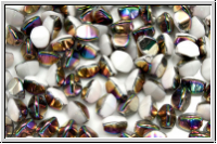 PB-02010-28101, Pinch Beads, 5x3mm, white, opal, vitrail, half, 65 Stk.