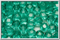 Bhm. Glasschliffperle, feuerpol., 6mm, emerald, lt., trans., 25 Stk.