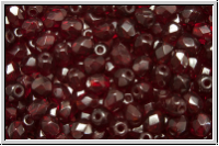 Bhm. Glasschliffperle, feuerpol., 4mm, garnet, trans., 50 Stk.