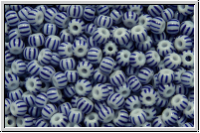 PR-11-03331, PRECIOSA Rocailles, 11/0, white, op., 10 blue stripes, 20g