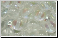 bhm. Glasperle, rund, 8mm, crystal, trans., AB, 10 Stk.