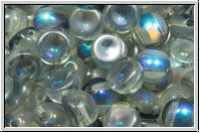 2-Loch-Cabochon, 6mm, crystal, trans., blue AB, 20 Stk.