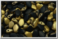 Gekko-Beads, 3x5mm, black, op., half brass, matte, 50 Stk.