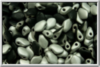 Gekko-Beads, 3x5mm, black, op., half silver, 50 Stk.