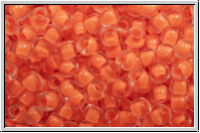 R-11-0802f, TOHO Rocailles, 11/0, crystal, trans., neon orange-ld., matte, 10g