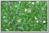 Bhm. Glasschliffperle, feuerpol., 4mm, chrysolite, trans., AB, 50 Stk.