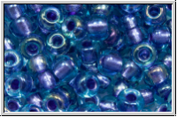 RR-06-1827, MIYUKI Rocailles, 06/0, blue, trans., purple-ld., AB, 10g