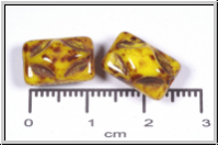 bhm. Glasperle, Kissen, 8,5x12,5x7mm, yellow/picasso, opaque, 5 Stk.