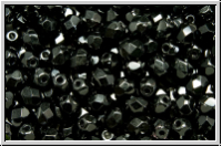 Bhm. Glasschliffperle, feuerpol., 4mm, black, op., 50 Stk.