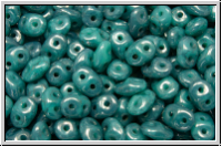 SD-53130-CRM, SuperDuo Beads, turquoise, op., copper marbled, 10 g