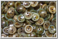 Piggy Beads, 4x8mm, white, op., blue/brown marbled, 25 Stk.