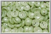 Piggy Beads, 4x8mm, white, op., lt. green marbled, 25 Stk.