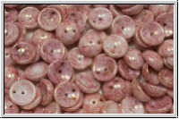 Piggy Beads, 4x8mm, white, op., rose marbled, 25 Stk.
