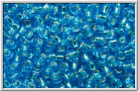 R-11-0023b, TOHO Rocailles, 11/0, aqua, dk., trans., silver-ld., 10g