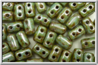 RUL-03000-65455, Rulla Beads, 3x5mm, white, op., green/brown marbled, 100 Stk. (ca. 11 g)