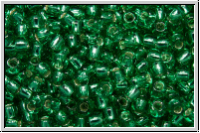 R-11-0024b, TOHO Rocailles, 11/0, emerald, lt., trans., silver-ld., 10g