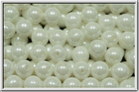 bhm. Glasperle, rund, 6mm, white, op., luster, 25 Stk.