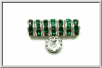 Strassrondell, tschech., 6mm, silber - emerald, trans., 1 Stk.