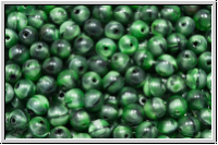 bhm. Glasperle, rund, 5mm, green, dk., op., black meliert, 25 Stk.