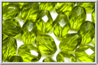 Bhm. Glasschliffperle, Olive, 9x7mm, olivine, trans., 25 Stk.