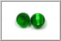 ind. Lampenperle, rund, 10mm, green, kelly, trans., Silbereinzug, 1 Stk.