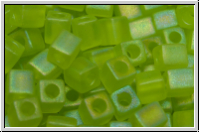 SB-04-0143fr, MIYUKI Squares, 4mm, green, lime, trans., matte, AB, 15g