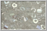 Bhm. Glasperle, Rhre, 5-eckig, 4x4,7mm, crystal, trans., AB, 25 Stk.