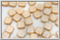 TILE-Beads, 6x6mm, white, op., champagne luster, 25 Stk.