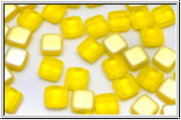 TILE-Beads, 6x6mm, yellow, trans., matte, AB, 25 Stk.