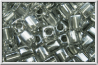 SB-03-0242, MIYUKI Squares, 3mm, crystal, trans., met. pewter-ld., 10g