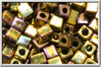 SB-03-0462, MIYUKI Squares, 3mm, gold, met., iris., 10g