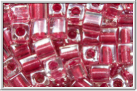 SB-03-2603, MIYUKI Squares, 3mm, crystal, trans., met. rose-ld., 10g