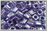 SB-03-2607, MIYUKI Squares, 3mm, crystal, trans., met. purple-ld., 10g