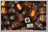 SB-04-0005, MIYUKI Squares, 4mm, amber, dk., trans., silver-ld., 15g