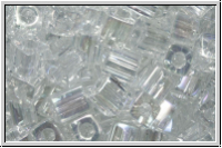 SB-04-0250, MIYUKI Squares, 4mm, crystal, trans., AB, 15g