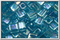 SB-04-0260, MIYUKI Squares, 4mm, aqua. trans., AB, 15g