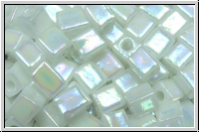 SB-04-0402r, MIYUKI Squares, 4mm, white, op., AB, 15g