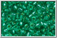 RR-08-1334, MIYUKI Rocailles, 08/0, emerald (dyed), lt., trans., silver-ld., 10g