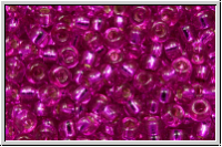 RR-08-1340, MIYUKI Rocailles, 08/0, fuchsia (dyed), trans., silver-ld., 10g