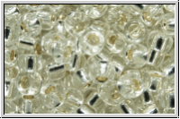 R-08-0021, TOHO Rocailles, 08/0, crystal, trans., silver-ld., 10g