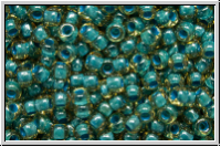 R-11-0953, TOHO Rocailles, 11/0, topaz, lt., trans., turquoise-ld., 10g