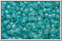 R-11-2117, TOHO Rocailles, 11/0, aqua, opal, silver-ld., 10g