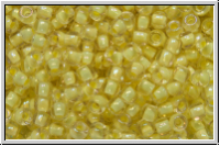 R-11-0182, TOHO Rocailles, 11/0, crystal, trans., yellow-ld., luster, 10g