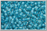 R-11-0183, TOHO Rocailles, 11/0, crystal, trans., aqua-ld., luster, 10g