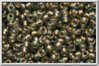 R-11-0999, TOHO Rocailles, 11/0, black diamond, trans., gold-ld., AB, 10g