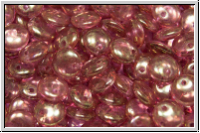 Linsen, 6x2,5mm, seitl. Loch, crystal, trans., pink marbled, 50 Stk.