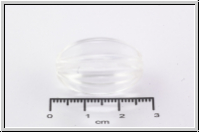 Kunststoffperle, gerillte Olive, crystal, 25,5 x 17 mm