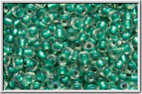 R-11-0264, TOHO Rocailles, 11/0, crystal, trans., teal-ld., AB, 10g