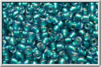 R-11-0274, TOHO Rocailles, 11/0, crystal, trans., blue teal-ld., AB, 10g