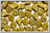 Pip-Beads, 5x7mm, olivine, op., picasso, 50 Stk.